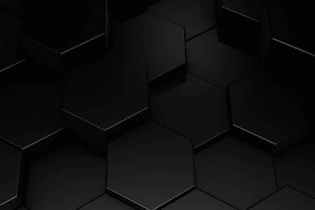 Black hexagonal pattern with three-dimensional depth.
