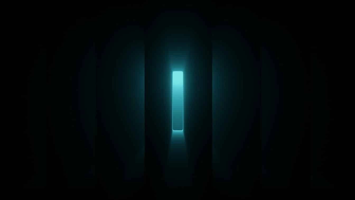 Abstract glowing vertical light in dark space representing brand identity and digital innovation.