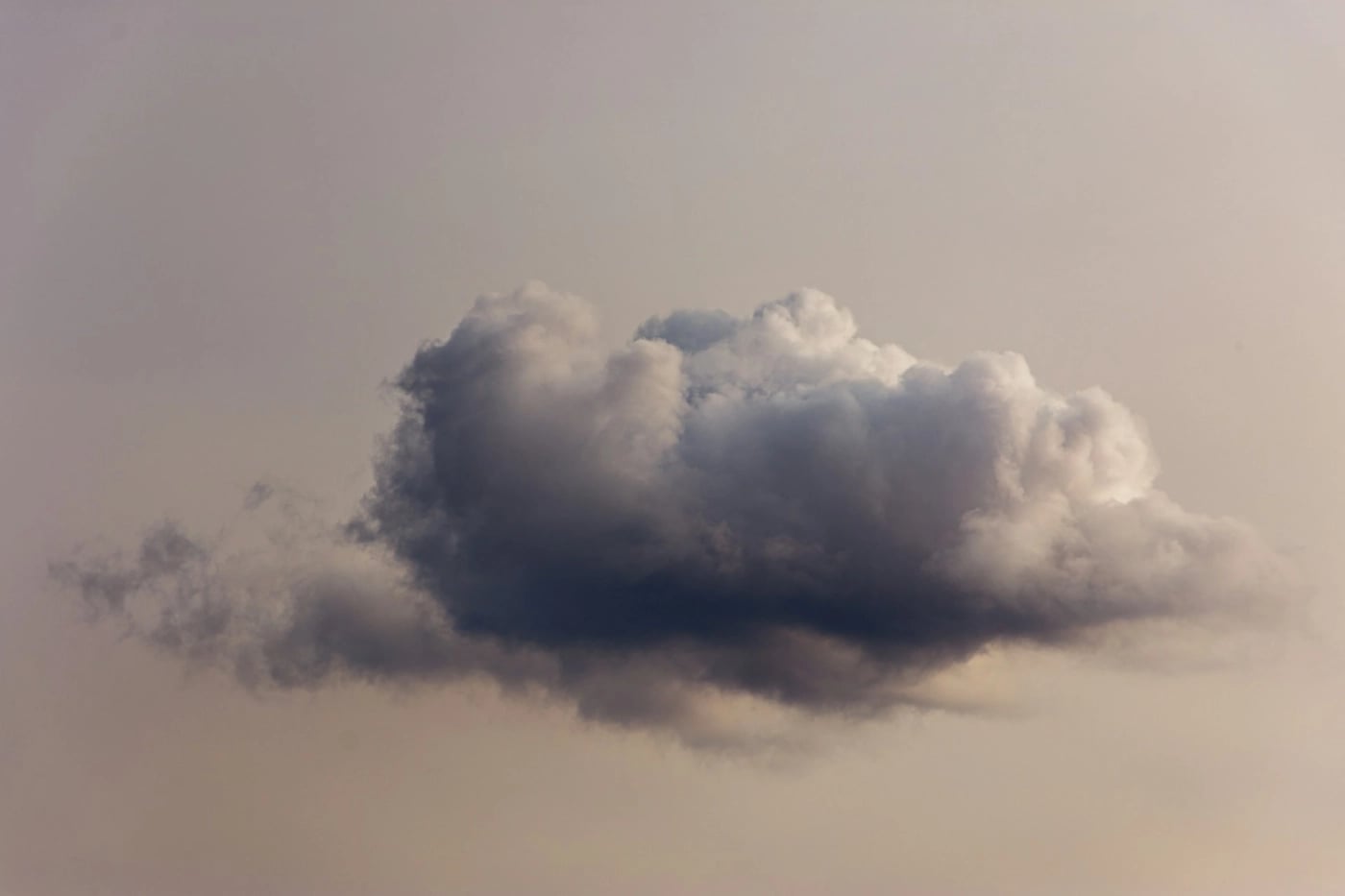 Single grey cloud in the sky against a neutral background.