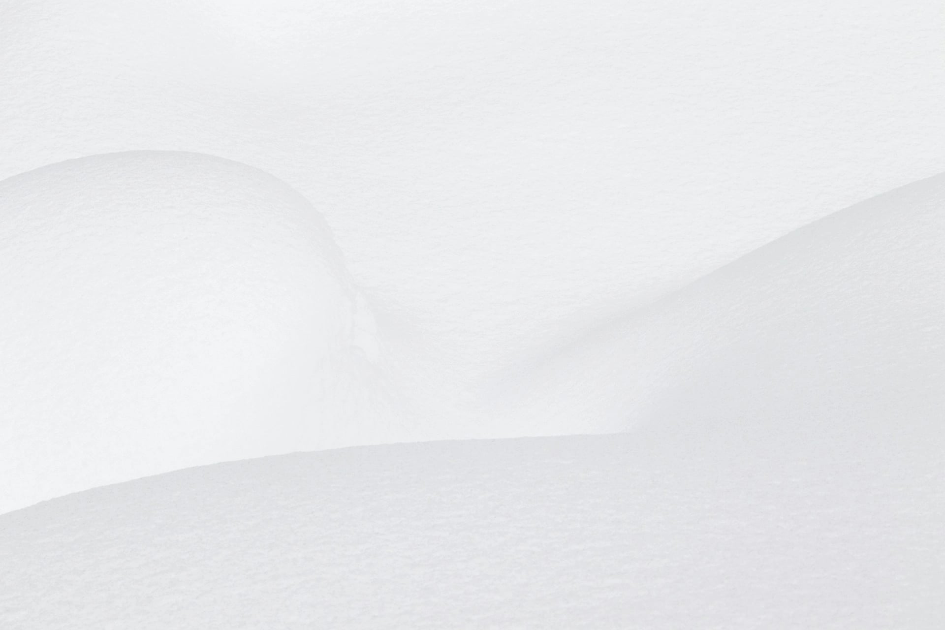 A minimalist image showing smooth, gently curving snowdrifts with a uniform white texture.