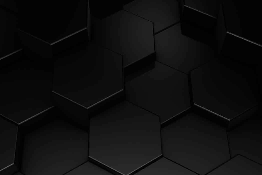 Black hexagonal pattern with three-dimensional depth.