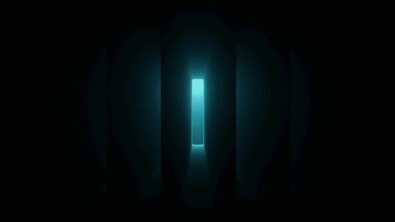 Abstract glowing vertical light in dark space representing brand identity and digital innovation.