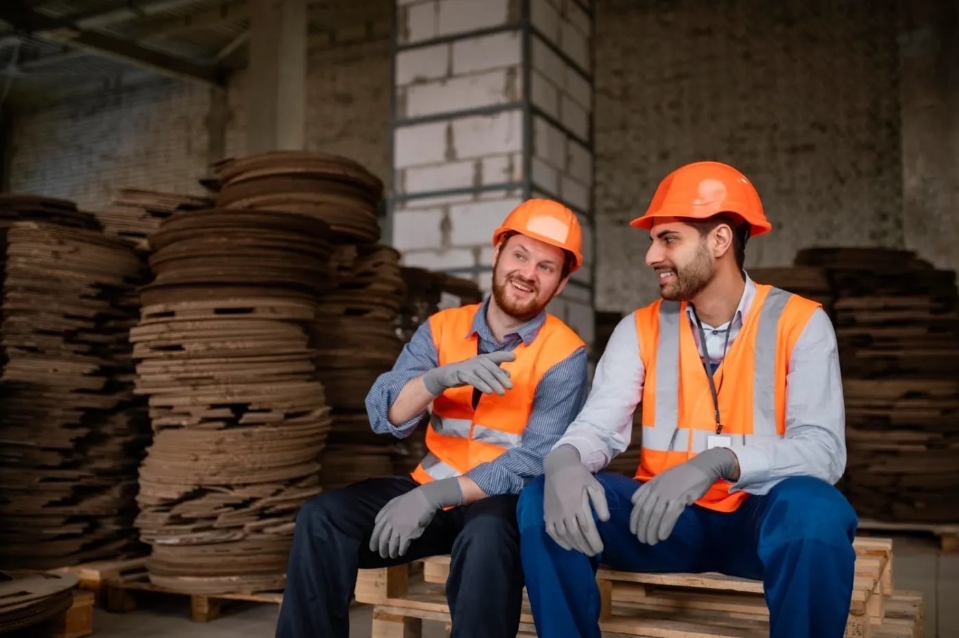 Tradies taking a break from work.