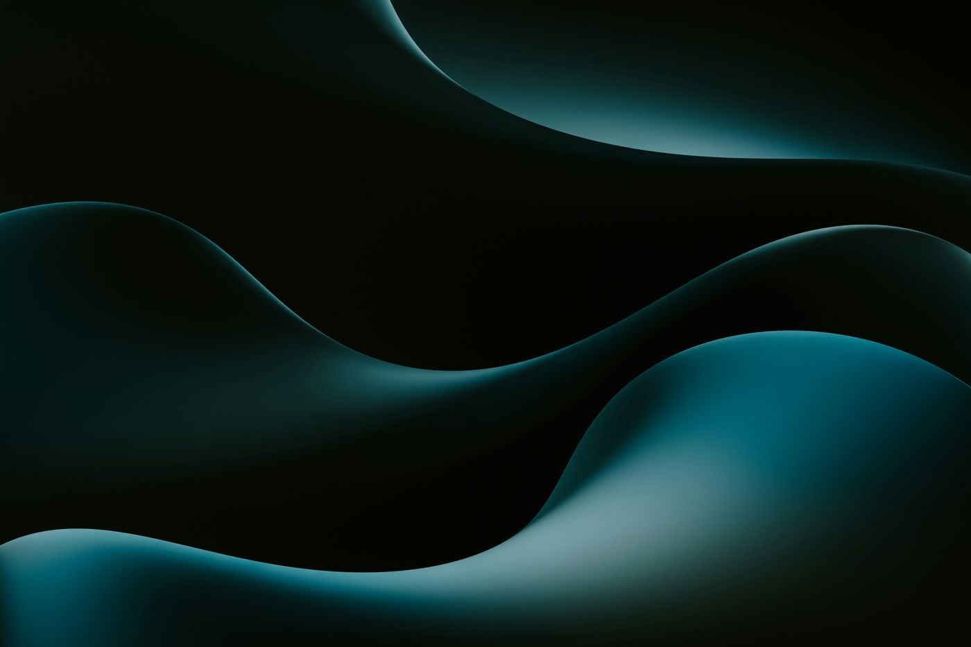 Abstract teal wave ribbon with smooth flowing forms.