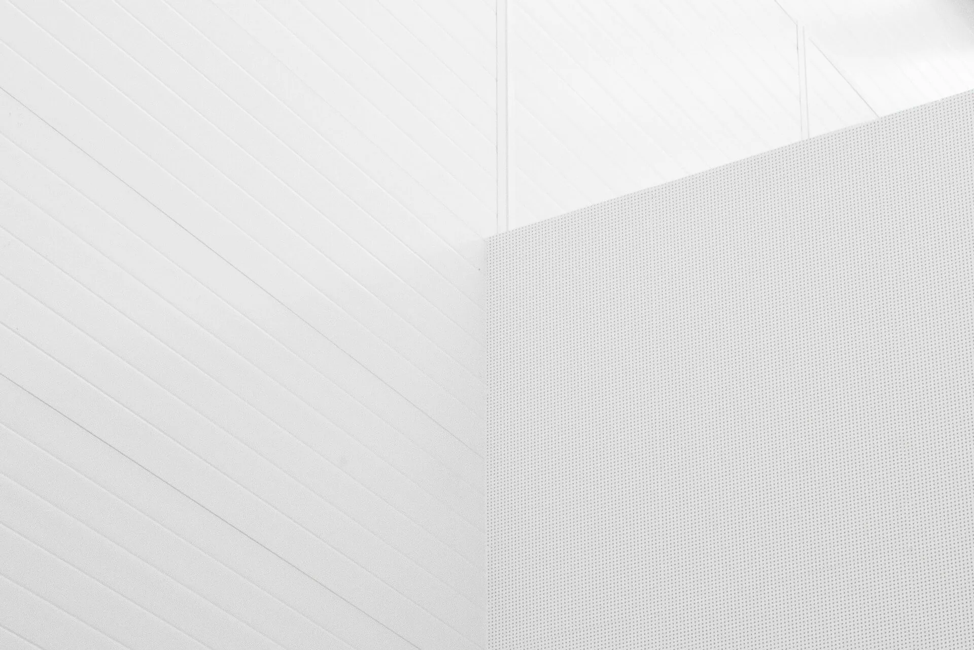 Minimalistic white background with diagonal paneling.