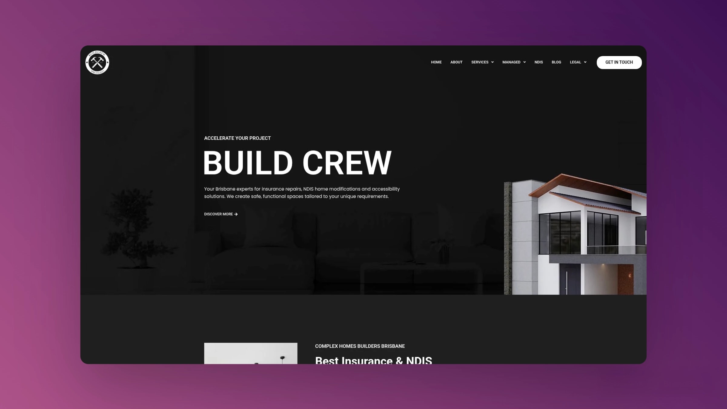 Build Crew homepage screenshot.