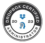 Dropbox Rubix Studios and Dropbox certification badge.